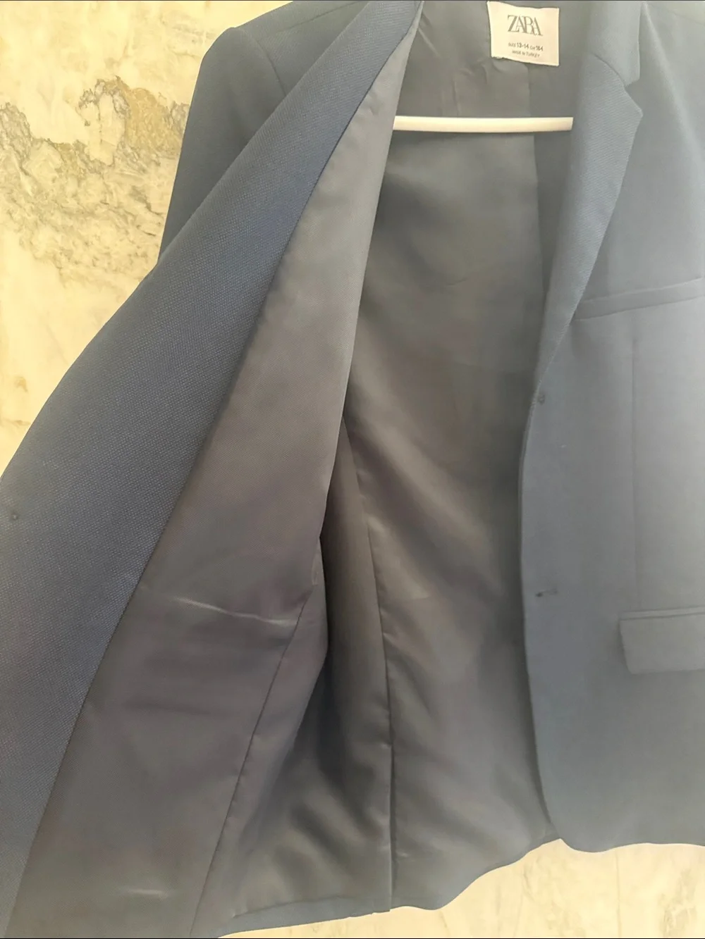ZARA Navy Single-Button Kids Blazer